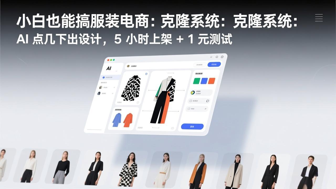 小白也能搞服装电商：克隆系统：AI 点几下出设计，5 小时上架 + 1 元测试-瀚洪创业网