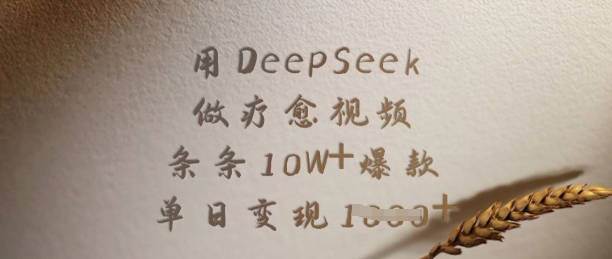 用DeepSeek做疗愈视频，条条10W+爆款，单日变现多张-瀚洪创业网
