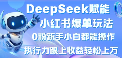 DeepSeek赋能小红书爆单玩法0粉新手小白都能操作，执行力跟上收益轻松上W，懒人勿做-瀚洪创业网