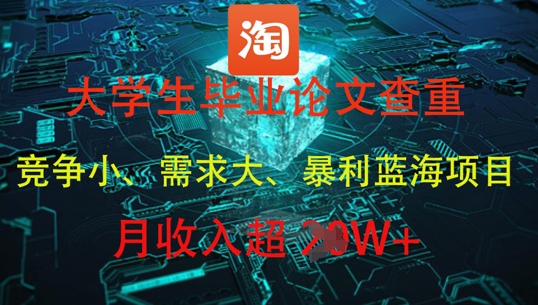 大学生毕业论文查重，暴利蓝海项目，月收入过1W+-瀚洪创业网