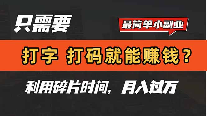 只需要打字，打码，就能赚钱？简单的赚钱小副业，利用碎片时间，月入过万-瀚洪创业网