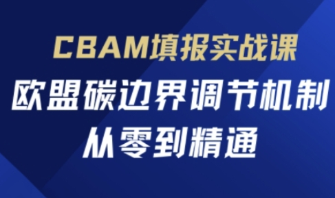 CBAM填报实战课，欧盟碳边界调节机制，从零到精通-瀚洪创业网