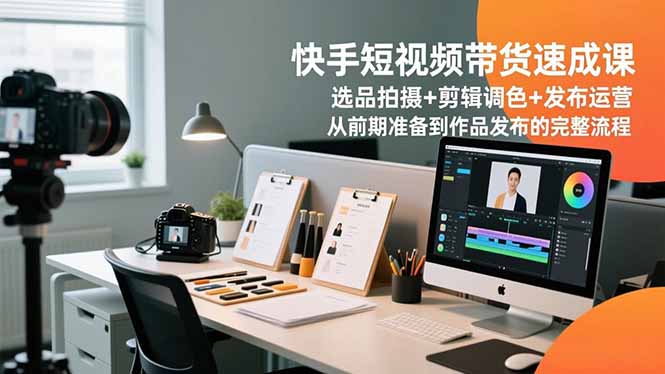 快手短视频带货速成课，选品拍摄+剪辑调色+发布运营，从前期准备到作品发布的完整流程-瀚洪创业网