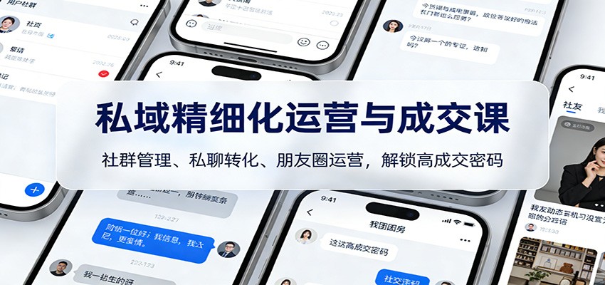 私域精细化运营与成交课：社群管理、私聊转化、朋友圈运营，解锁高成交密码-瀚洪创业网
