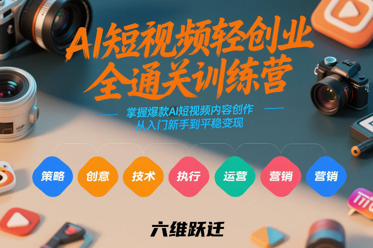 AI短视频轻创业全通关训练营，掌握爆款AI短视频内容创作，从入门新手到平稳变现的六维跃迁-瀚洪创业网