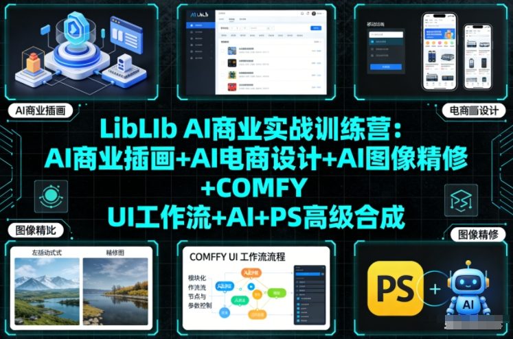 LibLIb AI商业实战训练营：AI商业插画+AI电商设计+AI图像精修+COMFY UI工作流+AI+PS高级合成-瀚洪创业网