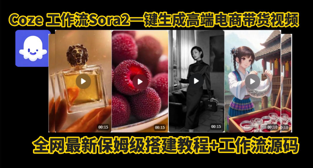 coze智能体sora2一键生成电商带货高端视频工作流保姆级拆解教程，无需剪辑，无需拍摄-瀚洪创业网