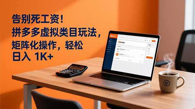告别死工资！拼多多虚拟类目玩法，矩阵化操作，轻松日入 1K+-瀚洪创业网