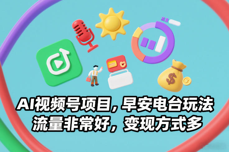 AI视频号项目，早安电台玩法，流量非常好，变现方式多-瀚洪创业网