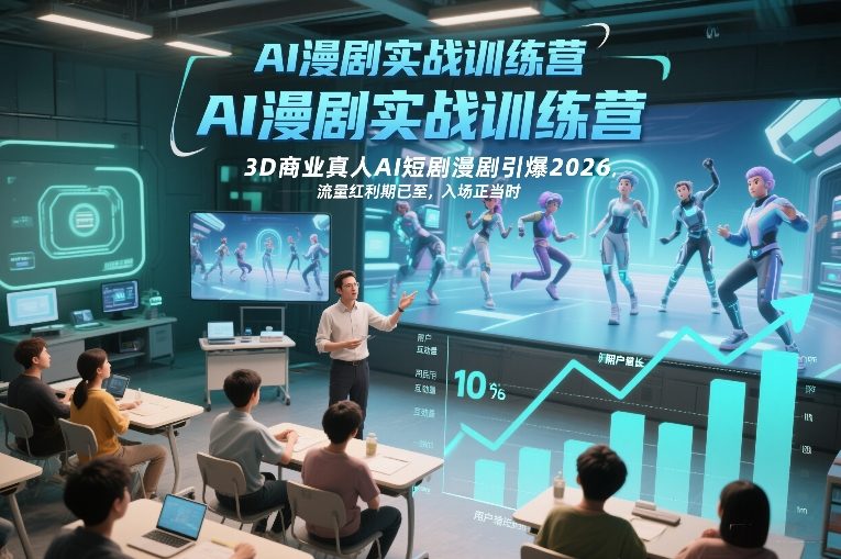 AI漫剧实战训练营，3D商业真人AI短剧漫剧引爆2026，流量红利期已至，入场正当时-瀚洪创业网