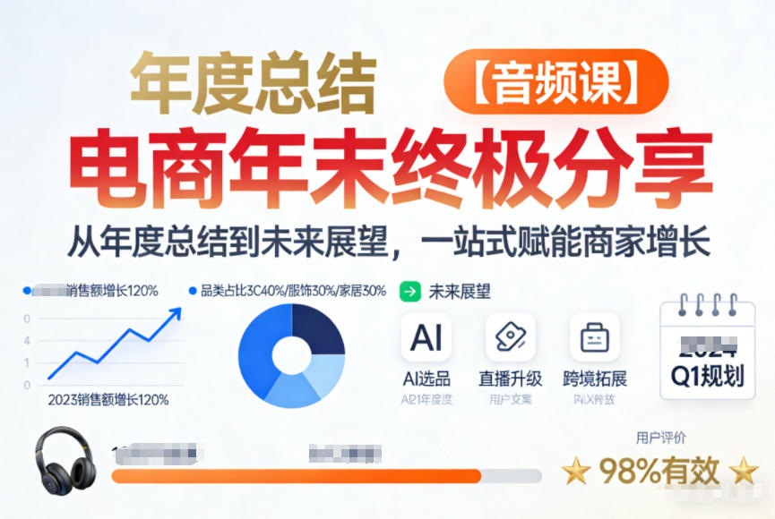 电商年未终极分享，从年度总结到未来展望，一站式赋能商家增长【音频课】-瀚洪创业网
