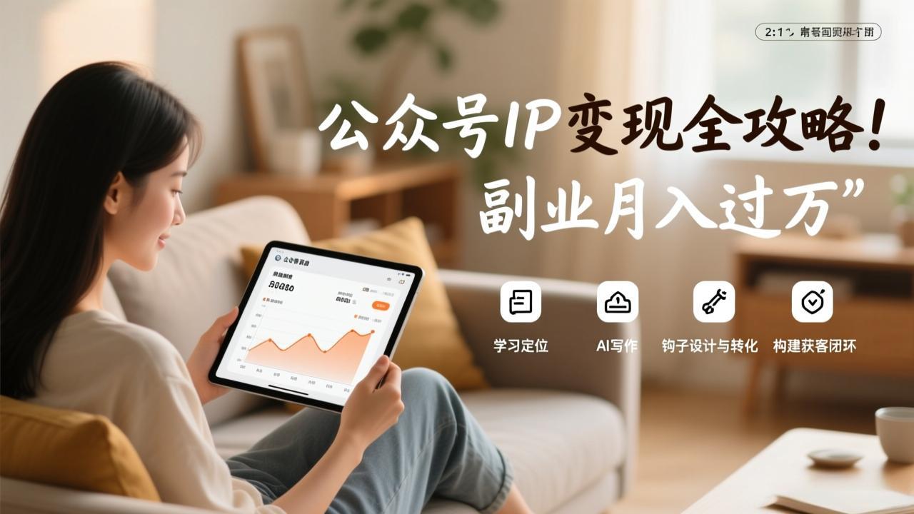 公众号IP变现全攻略，学习定位、AI写作、钩子设计与转化，构建获客闭环，副业月入过万-瀚洪创业网