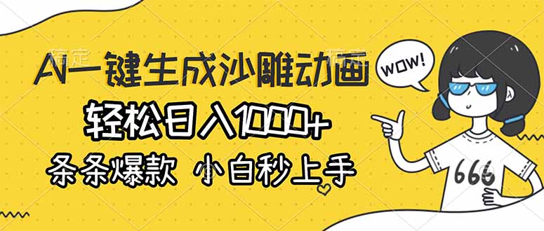 AI一键生成沙雕动画，轻松日入1000+，条条爆款，小白秒上手-瀚洪创业网