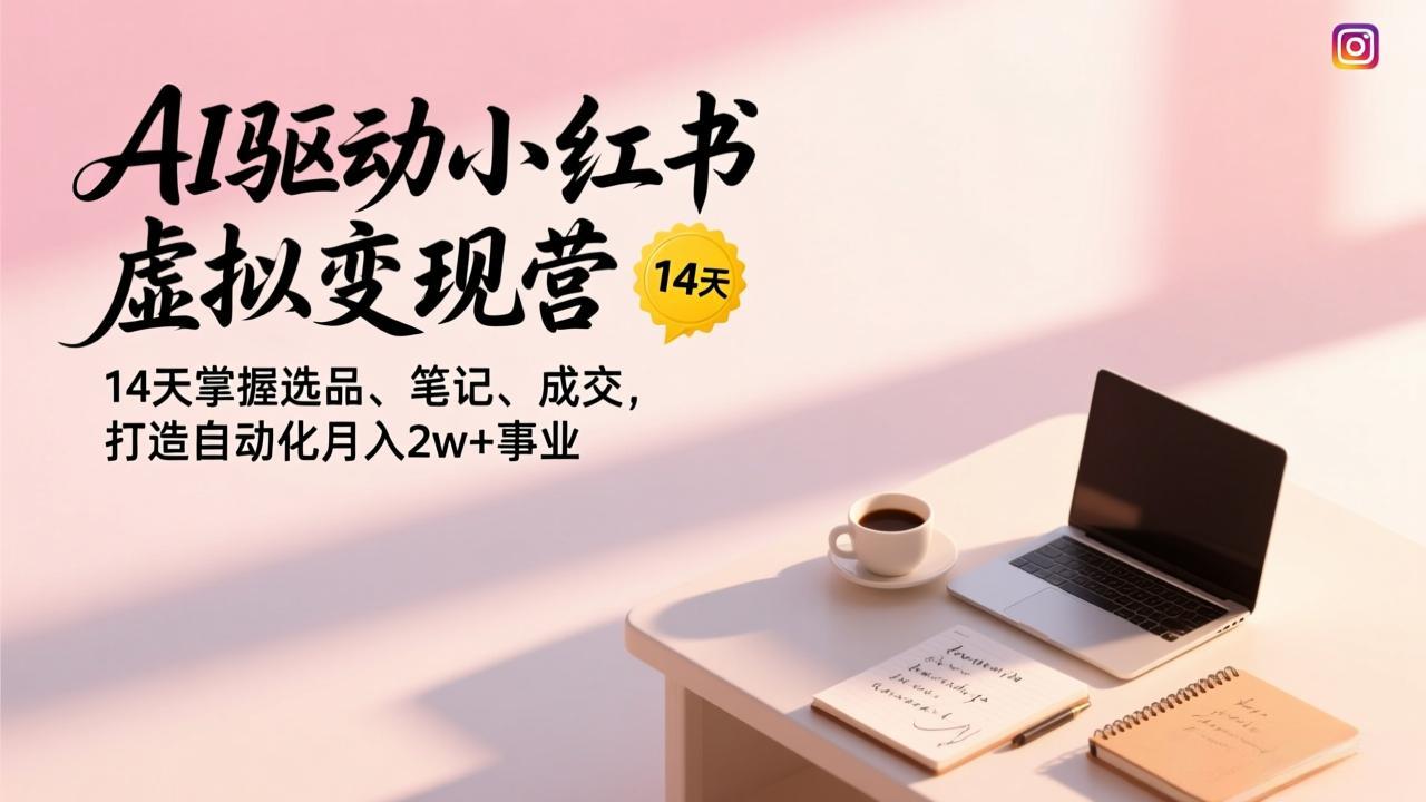 AI驱动小红书虚拟变现营，14天掌握选品、笔记、成交，打造自动化月入2w+事业-瀚洪创业网