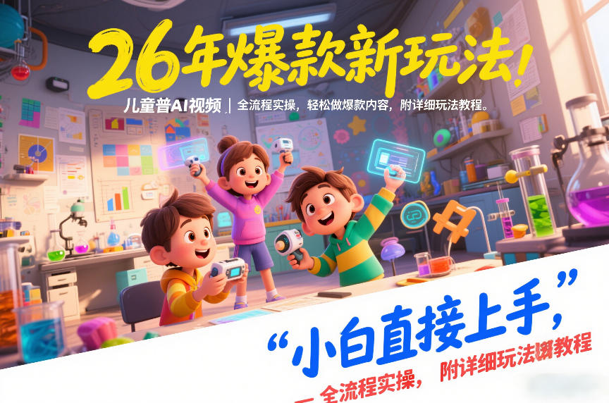 26年爆款新玩法，儿童科普AI视频，全流程实操，轻松做爆款内容，小白直接上手，附详细玩法教程-瀚洪创业网