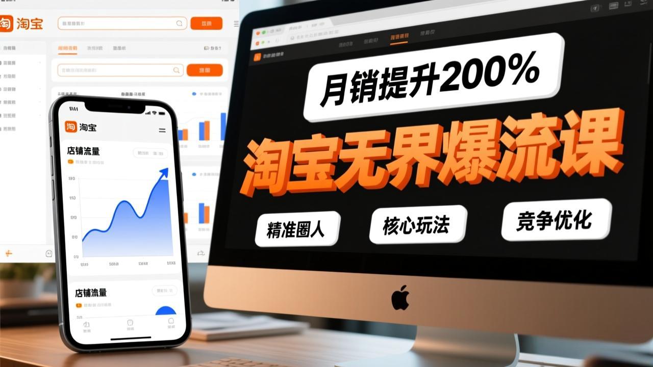 淘宝无界爆流课，精准圈人、核心玩法、竞争优化，快速引爆店铺流量，月销提升200%-瀚洪创业网