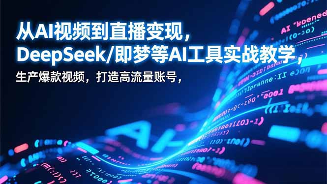 从AI视频到直播变现，DeepSeek/即梦等AI工具实战教学，生产爆款视频，打造高流量账号-瀚洪创业网