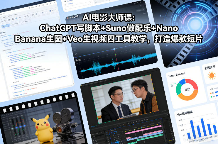 AI电影大师课：ChatGPT写脚本+Suno做配乐+Nano Banana生图+Veo生视频，打造爆款短片-瀚洪创业网