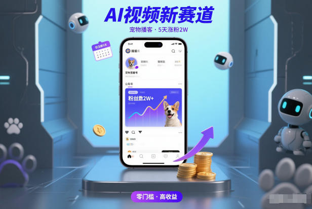 AI视频新赛道，宠物播客仅注册5天涨粉2W，收益非常可观-瀚洪创业网