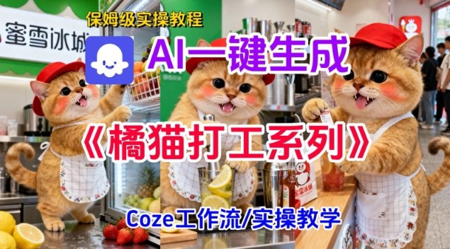 Coze扣子工作流一键生成胖橘猫打工短视频，保姆级实操搭建教学-瀚洪创业网