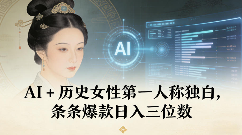 AI+历史女性第一人称独白，条条爆款日入三位数-瀚洪创业网