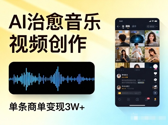 AI做治愈音乐视频，多平台投稿，单条商单变现3W+-瀚洪创业网