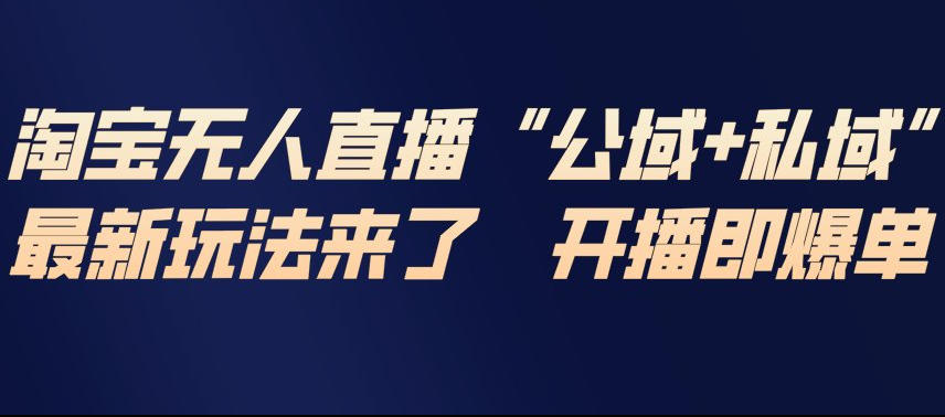 淘宝无人直播完整教程，公试+私域，最新玩法来了，开播即爆单-瀚洪创业网