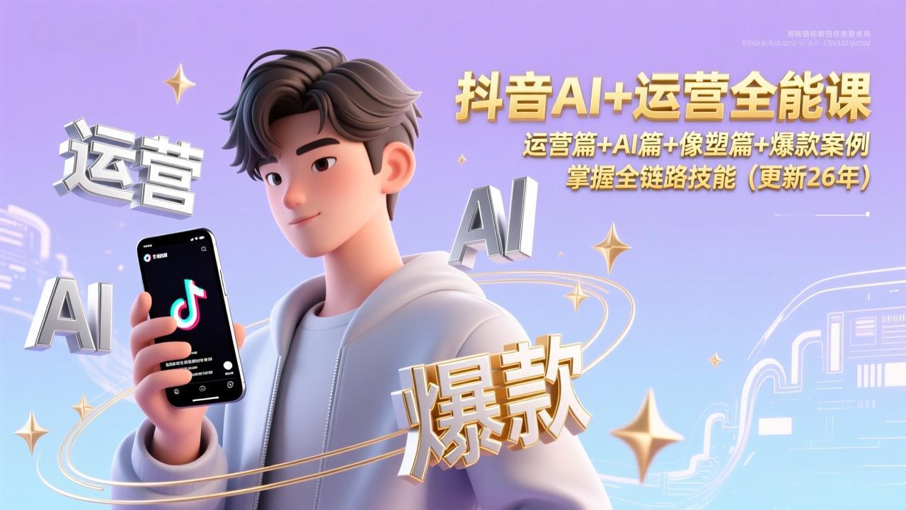 抖音AI+运营全能课，运营篇+AI篇+像塑篇+爆款案例，掌握全链路技能(更新26年-瀚洪创业网
