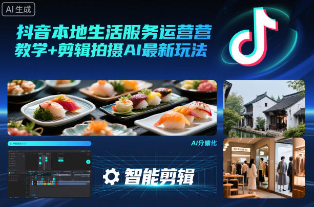 抖音本地生活服务运营教学+剪辑拍摄AI最新玩法-瀚洪创业网