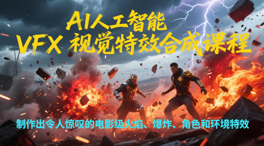 AI人工智能VFX视觉特效合成课程，制作出令人惊叹的电影级火焰、爆炸、角色和环境特效-瀚洪创业网