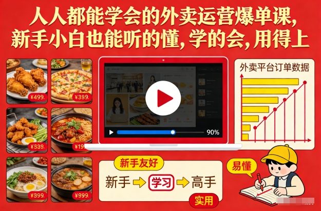 人人都能学会的外卖运营爆单课，新手小白也能听的懂，学的会，用得上-瀚洪创业网