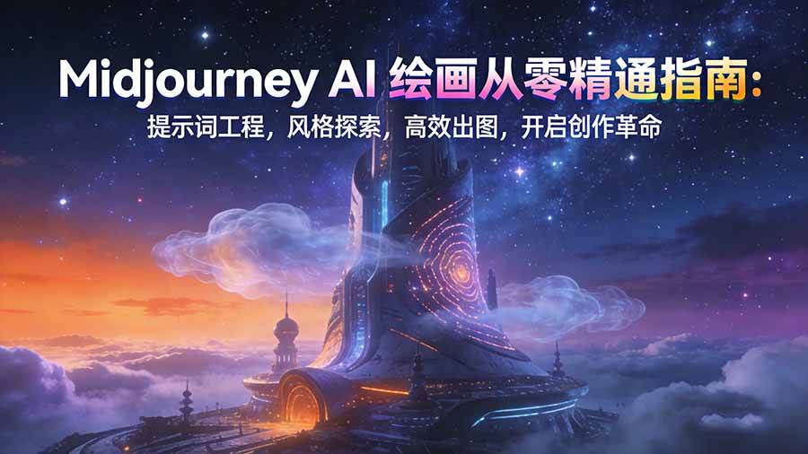 Midjourney AI绘画从零精通指南：提示词工程，风格探索，高效出图，开启创作革命-瀚洪创业网
