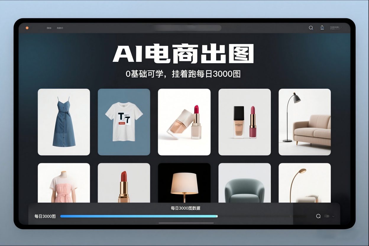 AI电商出图，0基础可学，挂着跑每日3000图-瀚洪创业网