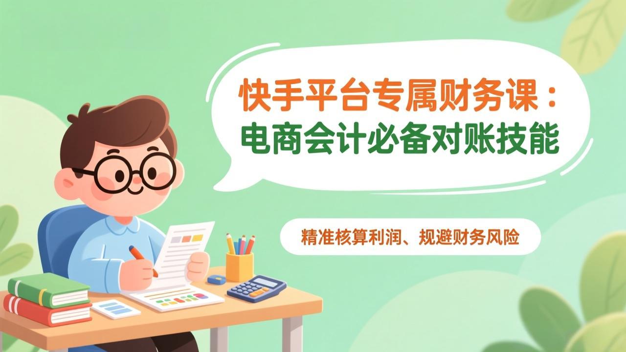 快手平台专属财务课：电商会计必备对账技能，精准核算利润、规避财务风险-瀚洪创业网