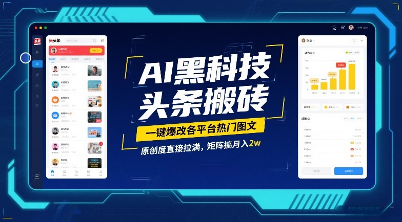 AI黑科技头条搬砖，一键爆改各平台热门图文，原创度直接拉满，矩阵搞月入2W【揭秘】-瀚洪创业网