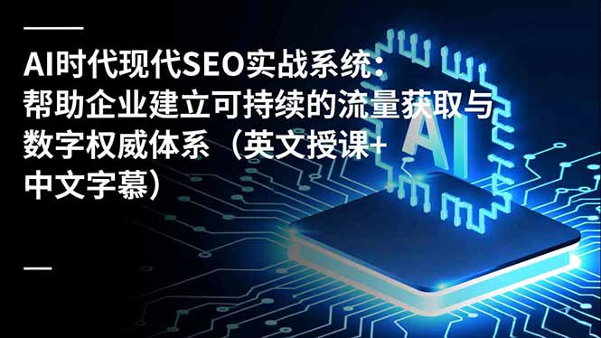 AI时代现代SEO实战系统：帮助企业建立可持续的流量获取与数字权威体系(英文授课+中文字幕-瀚洪创业网
