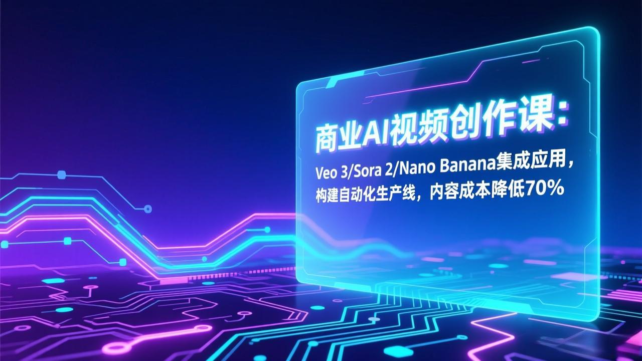商业AI视频创作课：Veo 3/Sora 2/Nano Banana集成应用，构建自动化生产线，内容成本降低70%-瀚洪创业网