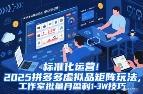 标准化运营！2025拼多多虚拟品矩阵玩法，工作室批量月盈利1-3W技巧【揭秘】-瀚洪创业网