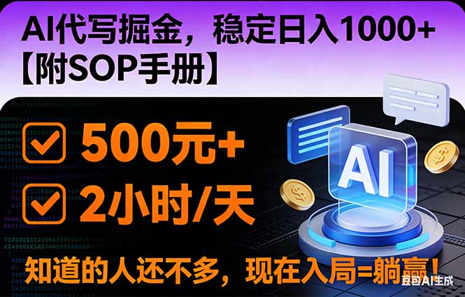 2026风口项目,AI代写掘金，稳定日入1000+，掌握核心技能【附SOP手册】-瀚洪创业网