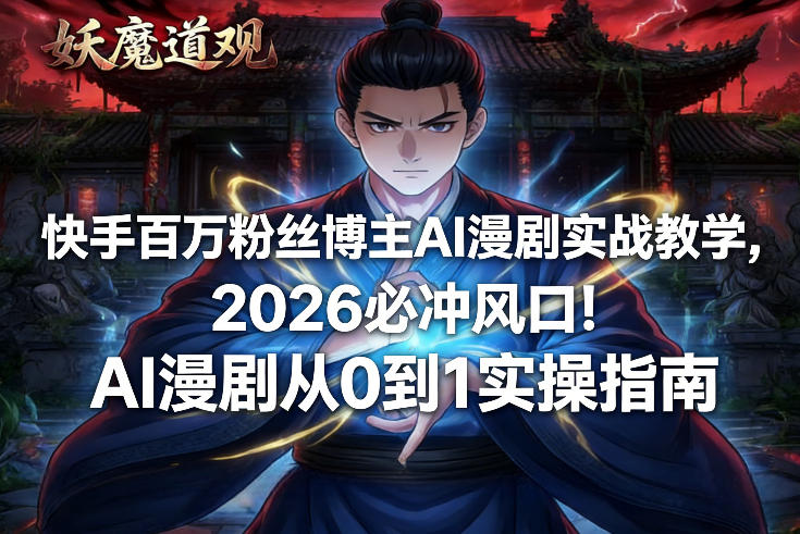 快手百万粉丝博主AI漫剧实战教学,2026必冲风口!AI漫剧从0到1实操指南