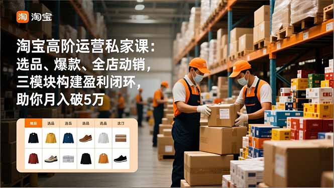 淘宝高阶运营私家课：选品、爆款、全店动销，三模块构建盈利闭环，助你月入破5万-瀚洪创业网