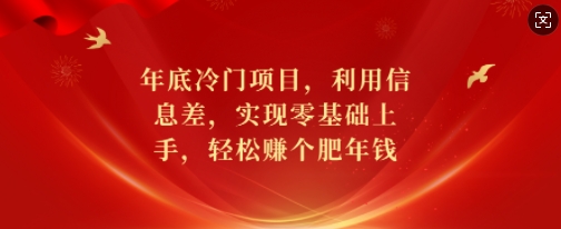 年底冷门项目，利用信息差，实现零基础上手，轻松赚个肥年钱【揭秘】-瀚洪创业网