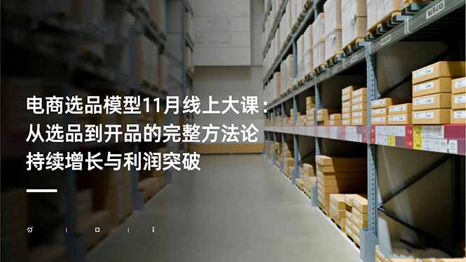 电商选品模型11月线上大课：从选品到开品的完整方法论 持续增长与利润突破-瀚洪创业网
