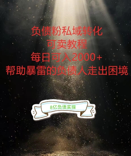 负债粉掘金计划，帮助负债者解决问题，债务规划，债务重组，最好的变现方式【揭秘】-瀚洪创业网