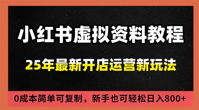 小红书虚拟资料项目：最新搜索流变现玩法，0成本简单可复制，一人多店打法，新手日入800+-瀚洪创业网