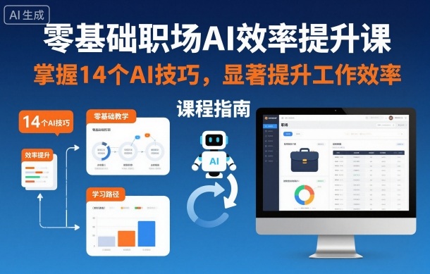 零基础职场AI效率提升课，掌握14个AI技巧，显著提升工作效率-瀚洪创业网