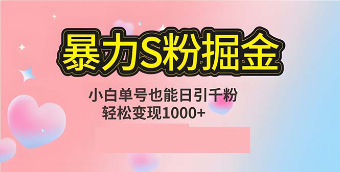 单人单机日引千粉，变现1000+，S粉流量掘金计划攻略-瀚洪创业网