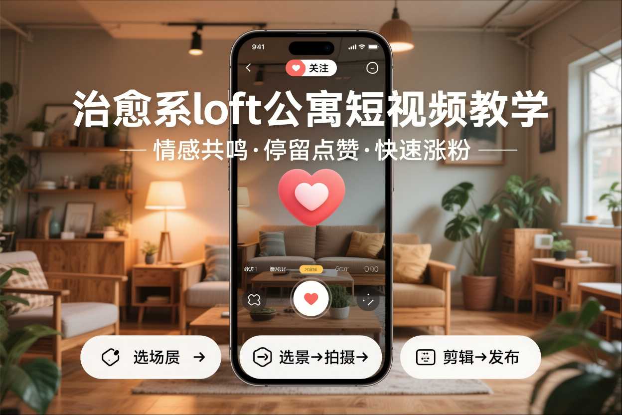 治愈系loft公寓短视频制作教学，情感共鸣引停留点赞关注，快速起号涨粉-瀚洪创业网