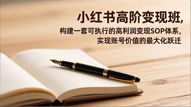 小红书高阶变现班，构建一套可执行的高利润变现SOP体系，实现账号价值的最大化跃迁-瀚洪创业网