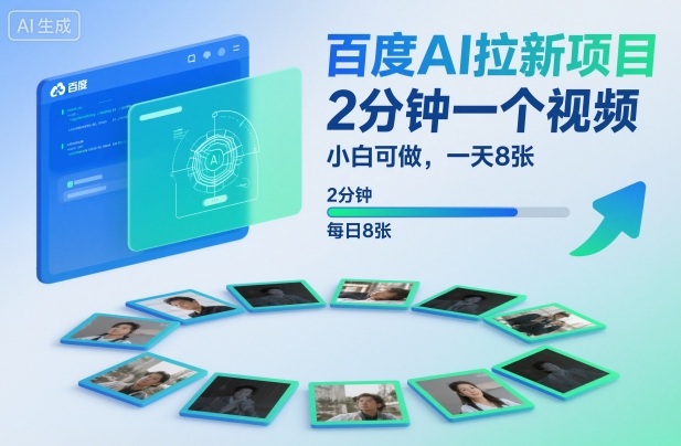百度AI拉新项目，2分钟一个视频，小白可做，一天8张【附案例+保姆级教程】-瀚洪创业网